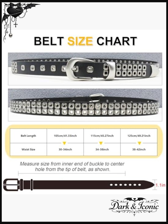 Genuine Leather Studded Punk Belt Y2K Goth Unisex 1.1\